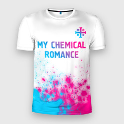 Мужская футболка 3D Slim My Chemical Romance neon gradient style посередине