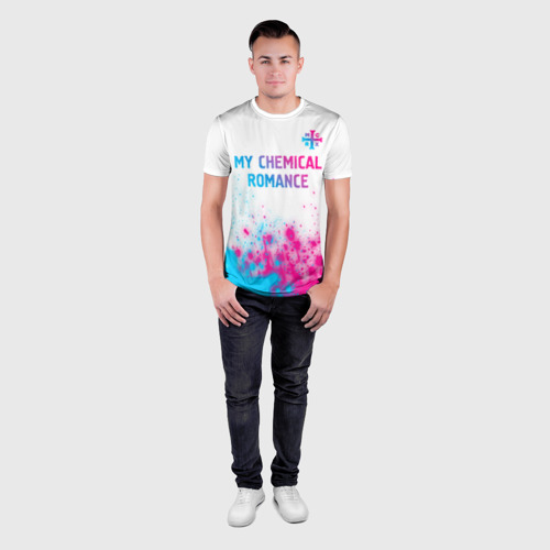 Мужская футболка 3D Slim My Chemical Romance neon gradient style посередине, цвет 3D печать - фото 4