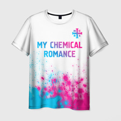 Мужская футболка 3D My Chemical Romance neon gradient style посередине