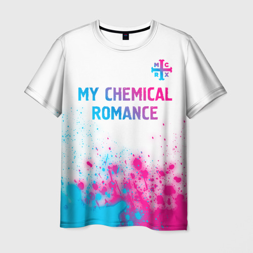 Мужская футболка 3D My Chemical Romance neon gradient style посередине, цвет 3D печать