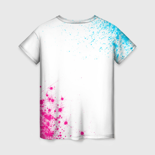 Женская футболка 3D с принтом Bullet For My Valentine neon gradient style вертикально, вид сзади #1