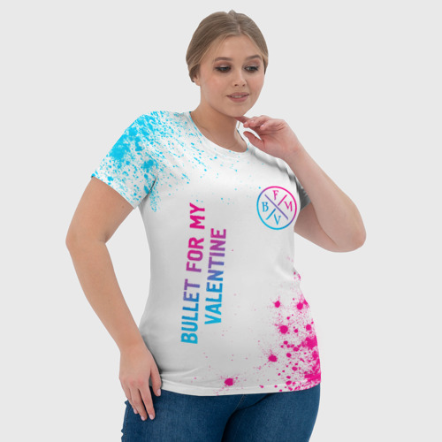 Женская футболка 3D с принтом Bullet For My Valentine neon gradient style вертикально, фото #4