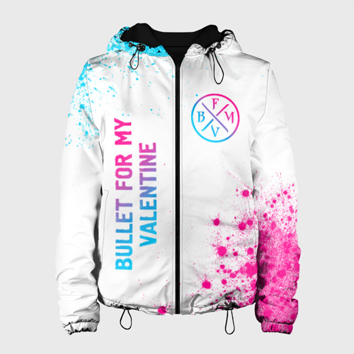 Женская куртка 3D Bullet For My Valentine neon gradient style вертикально, цвет черный