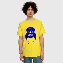 Мужская футболка хлопок Oversize Дева зодиак девушка с луной в волосах - фото 2