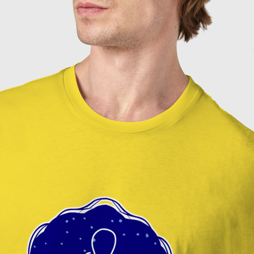 Мужская футболка хлопок Лев зодиак девушка с луной в волосах, цвет желтый - фото 6