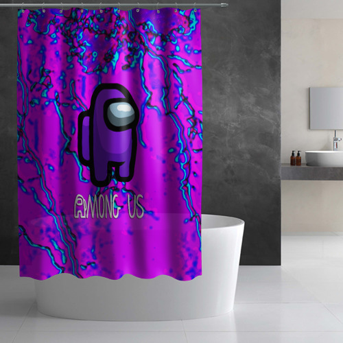 Штора 3D для ванной Among us storm neon - фото 2