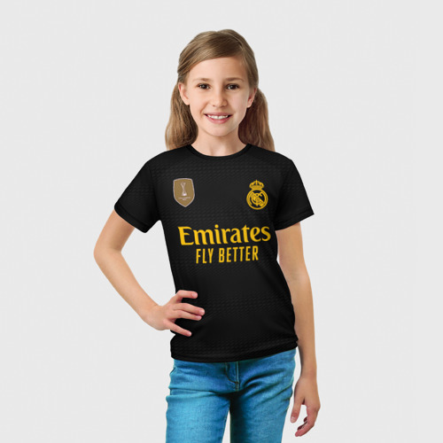 Детская футболка 3D с принтом Родриго Реал Мадрид форма 23-24 третья, вид сбоку #3