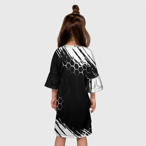 Детское платье 3D с принтом Патриот России краски, вид сзади #2