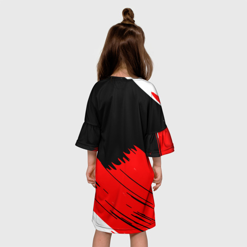 Детское платье 3D с принтом Рерб РФ краски, вид сзади #2