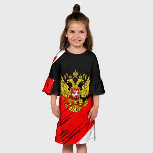 Детское платье 3D с принтом Рерб РФ краски, вид сбоку #3