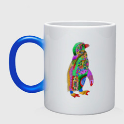 Кружка хамелеон Разноцветный пингвин