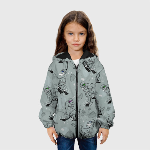 Детская куртка 3D Крутые динозавры на лыжах, цвет черный - фото 4