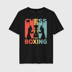 Женская футболка хлопок Oversize Шахматный бокс