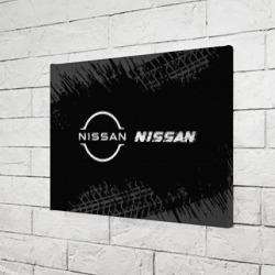 Холст прямоугольный Nissan speed на темном фоне со следами шин по-горизонтали - фото 2