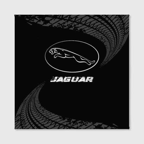 Холст квадратный Jaguar speed на темном фоне со следами шин, цвет 3D печать - фото 2