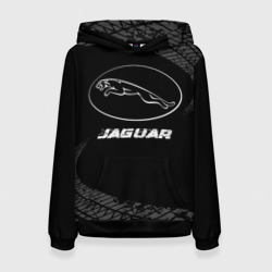 Женская толстовка 3D Jaguar speed на темном фоне со следами шин