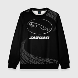 Детский свитшот 3D Jaguar speed на темном фоне со следами шин