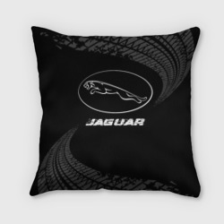 Подушка 3D Jaguar speed на темном фоне со следами шин