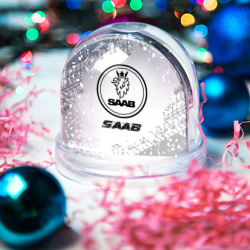 Игрушка Снежный шар Saab speed на светлом фоне со следами шин - фото 2