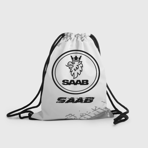Рюкзак-мешок 3D Saab speed на светлом фоне со следами шин