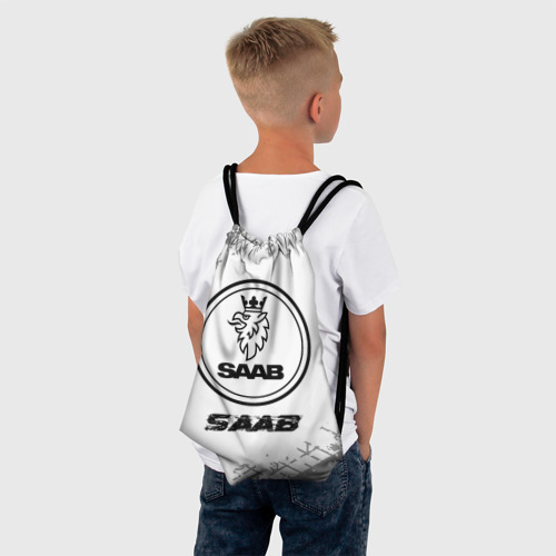 Рюкзак-мешок 3D Saab speed на светлом фоне со следами шин - фото 4