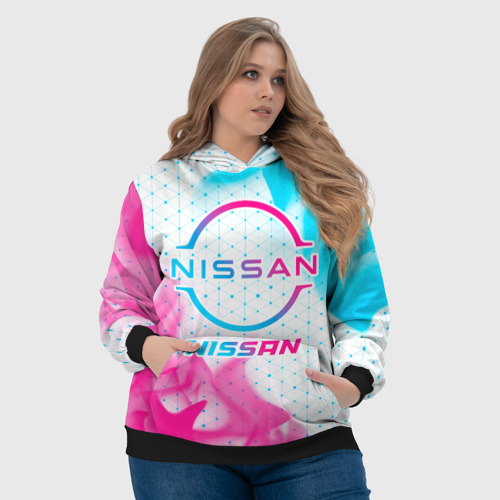 Женская толстовка 3D Nissan neon gradient style, цвет 3D печать - фото 6