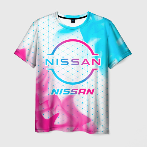 Мужская футболка 3D Nissan neon gradient style, цвет 3D печать