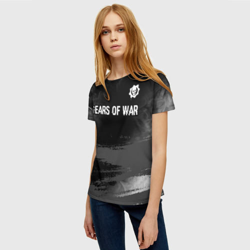 Женская футболка 3D Gears of War glitch на темном фоне посередине, цвет 3D печать - фото 3