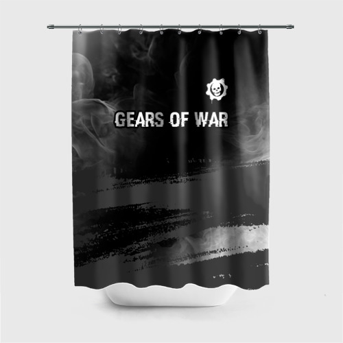 Штора 3D для ванной Gears of War glitch на темном фоне посередине