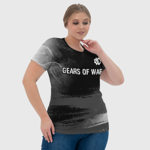 Женская футболка 3D Gears of War glitch на темном фоне посередине, цвет 3D печать - фото 6