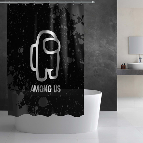 Штора 3D для ванной Among Us glitch на темном фоне - фото 2