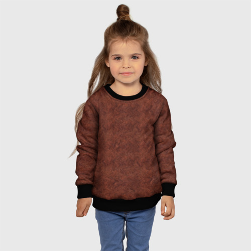 Детский свитшот 3D Красно-коричневый имитация меха, цвет 3D печать - фото 7