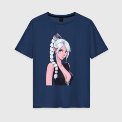 Женская футболка хлопок Oversize Шэдоухарт - серебрянные волосы