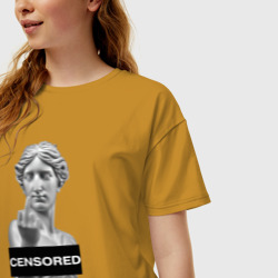 Женская футболка хлопок Oversize MoMo - censored statue fuck - фото 2