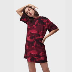 Платье-футболка 3D Красно-бордовый паттерн - фото 2