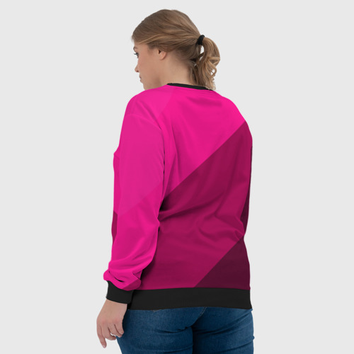 Женский свитшот 3D с принтом Широкие розовые полосы, вид сзади #2