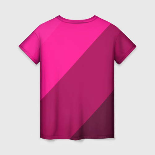 Женская футболка 3D с принтом Широкие розовые полосы, вид сзади #1
