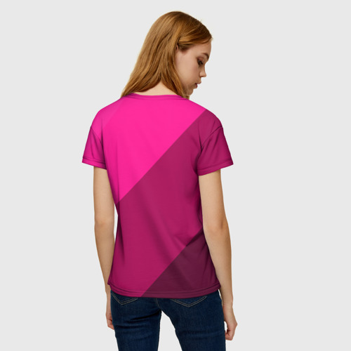 Женская футболка 3D с принтом Широкие розовые полосы, вид сзади #2