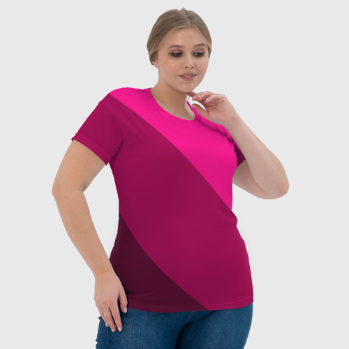 Женская футболка 3D с принтом Широкие розовые полосы, фото #4