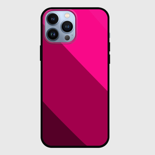 Чехол для iPhone 13 Pro Max с принтом Широкие розовые полосы, вид спереди #2
