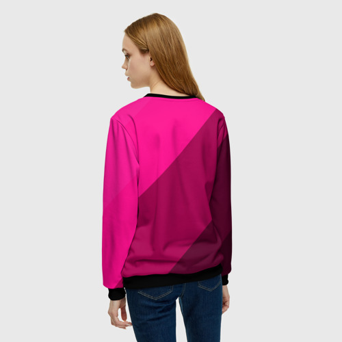 Женский свитшот 3D с принтом Широкие розовые полосы, вид сзади #2