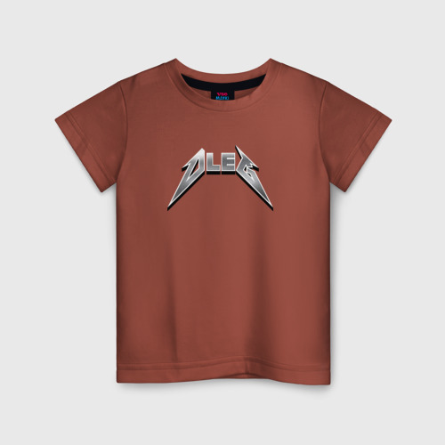 Детская футболка хлопок Олег в стиле рок-группы Металлика, цвет кирпичный