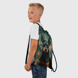 Рюкзак-мешок 3D Доберман в фолк-арт стиле - фото 2