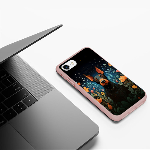 Чехол для iPhone 7/8 матовый с принтом Пинчер в стиле фолк-арт, фото #5