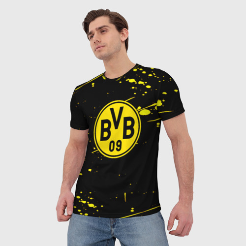 Мужская футболка 3D Borussia yellow splash, цвет 3D печать - фото 3