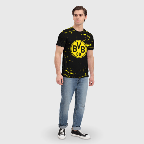 Мужская футболка 3D Borussia yellow splash, цвет 3D печать - фото 5