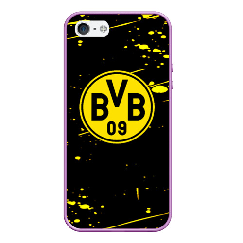 Чехол для iPhone 5/5S матовый Borussia yellow splash, цвет сиреневый