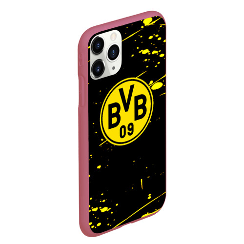 Чехол для iPhone 11 Pro Max матовый Borussia yellow splash, цвет малиновый - фото 3