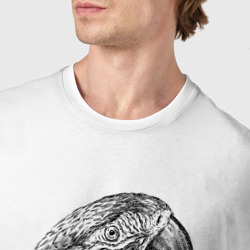 Футболка с принтом Голова попугая ара для мужчины, вид на модели спереди №4. Цвет основы: белый