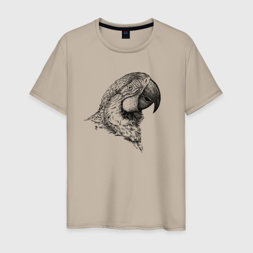 Мужская футболка хлопок Голова попугая ара, цвет миндальный